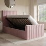 GRADE A1 - Pink Velvet Single Side-Lift Ottoman Bed - Khloe
