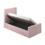 GRADE A1 - Pink Velvet Single Side-Lift Ottoman Bed - Khloe
