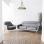 2 Seater Sofa and Armchair Set in Grey Fabric - Kiko