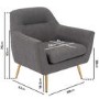 2 Seater Sofa and Armchair Set in Grey Fabric - Kiko