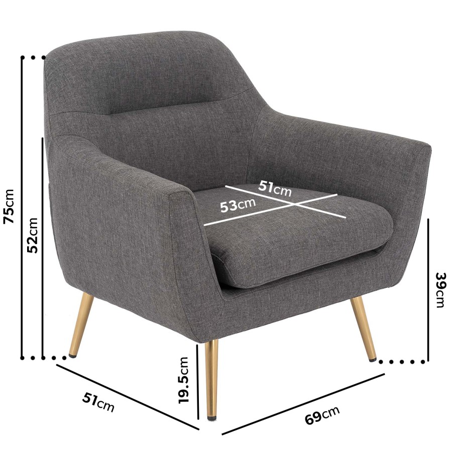 2 Seater Sofa and Armchair Set in Grey Fabric - Kiko