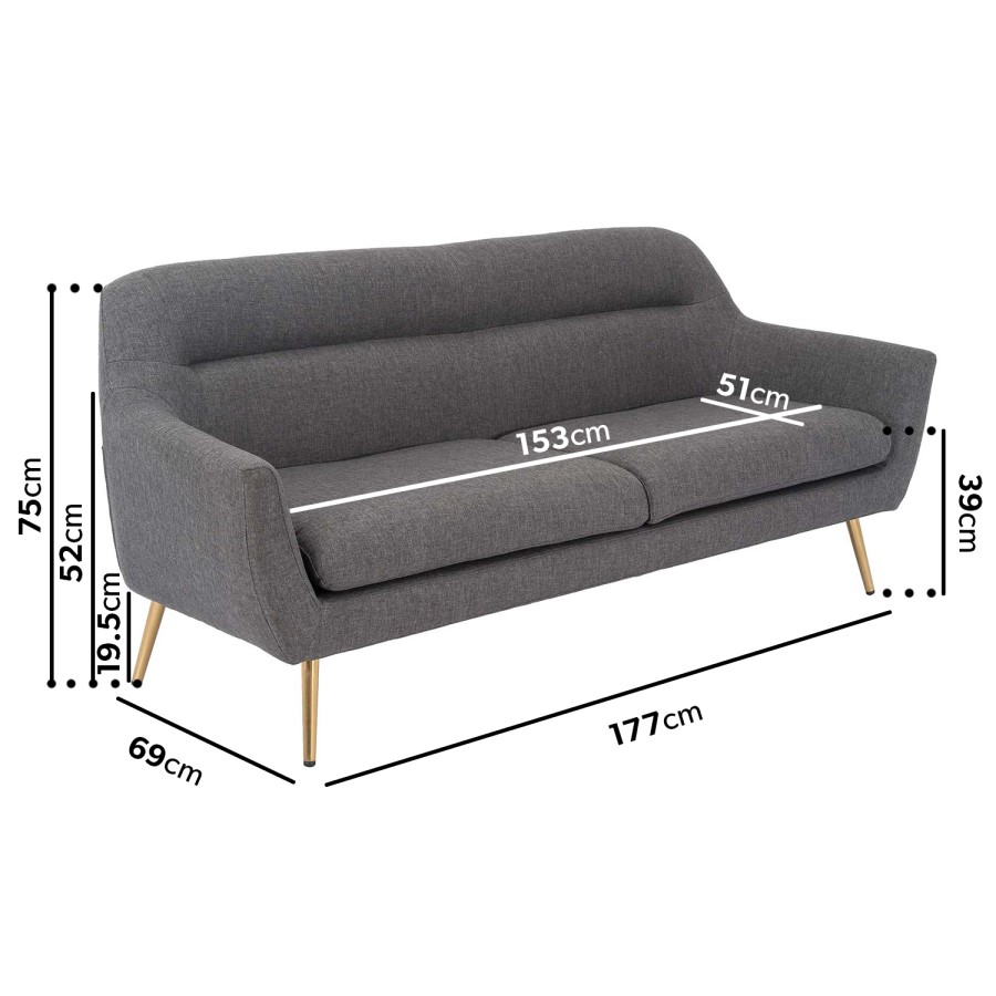 2 Seater Sofa and Armchair Set in Grey Fabric - Kiko