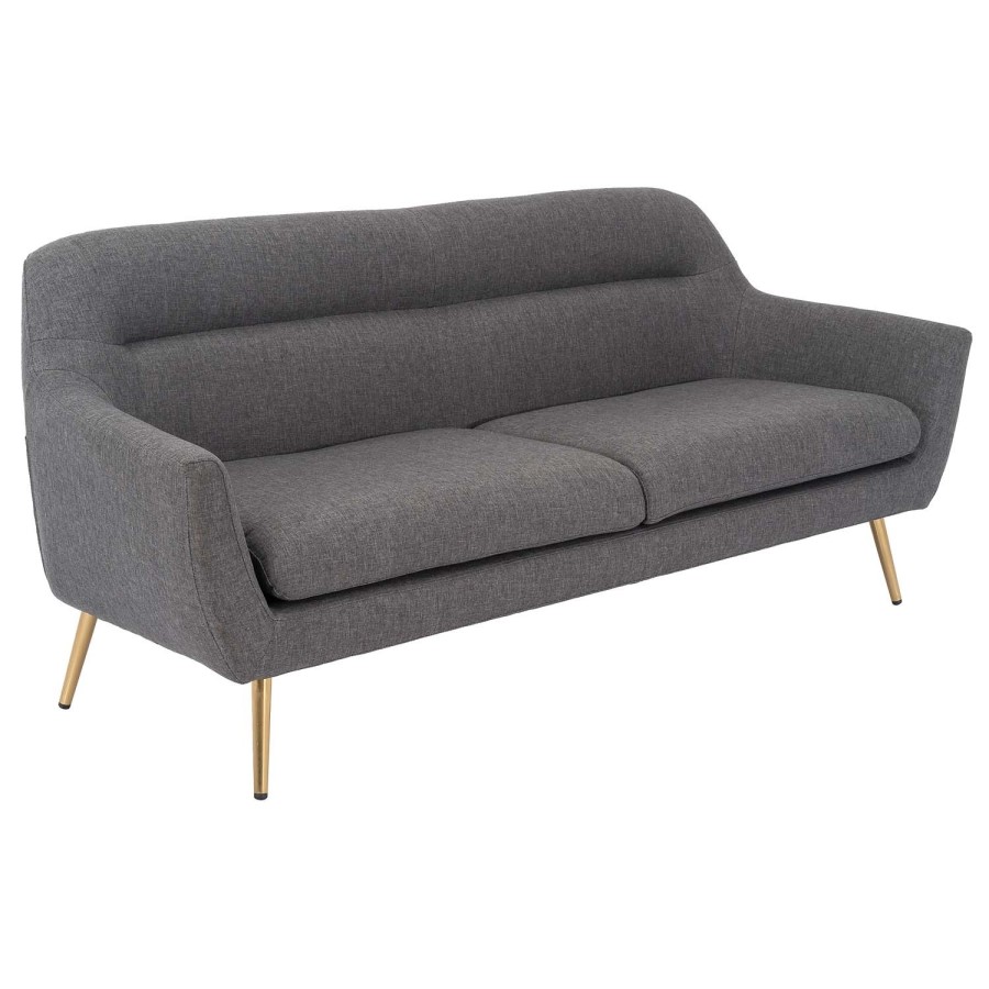2 Seater Sofa and Armchair Set in Grey Fabric - Kiko