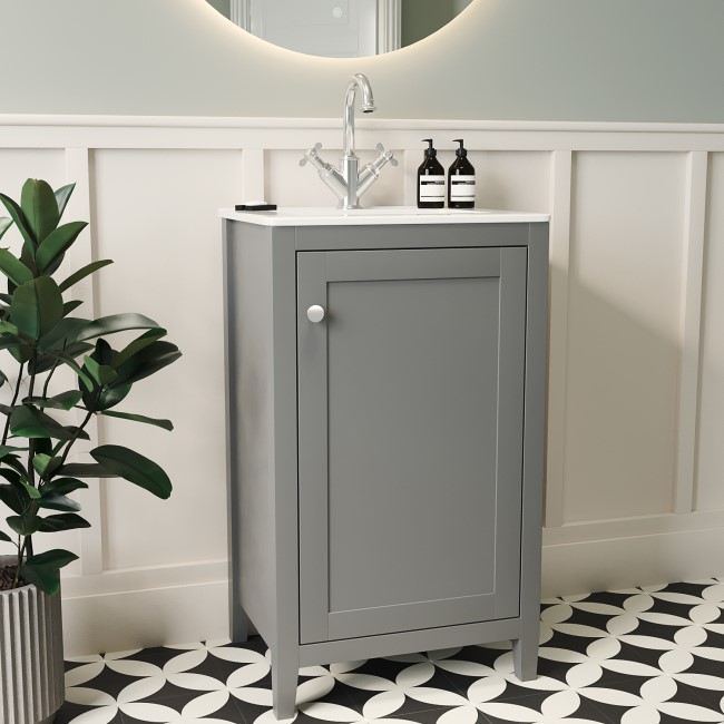 Grade A1 - 500mm Grey Freestanding Vanity Unit with Basin - Kinsley 