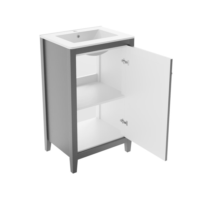 Grade A1 - 500mm Grey Freestanding Vanity Unit with Basin - Kinsley 