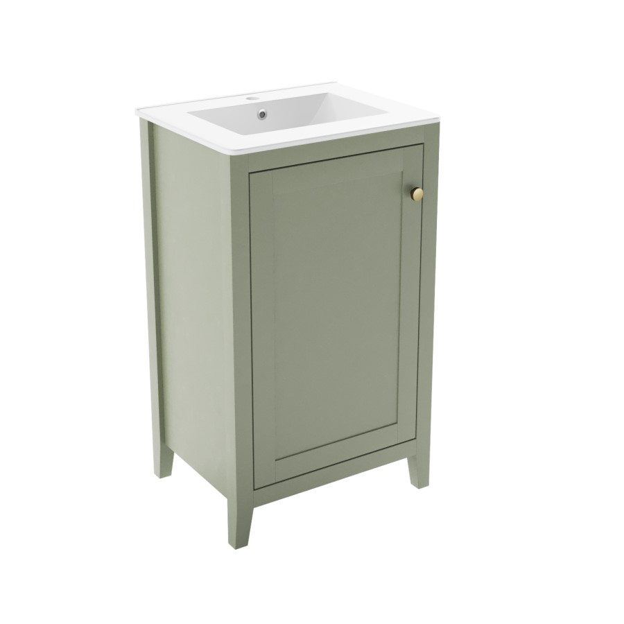 Grade A2 - 500mm Green Freestanding Vanity Unit with Basin - Kinsley 