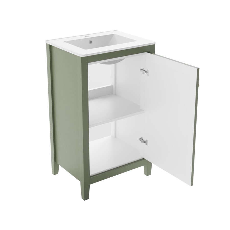 Grade A2 - 500mm Green Freestanding Vanity Unit with Basin - Kinsley 