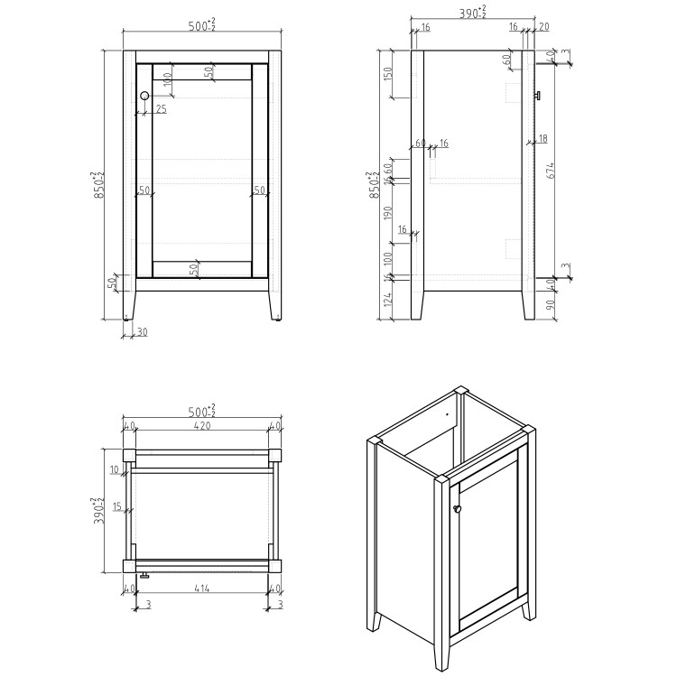 500mm Green Freestanding Vanity Unit with Basin - Kinsley 