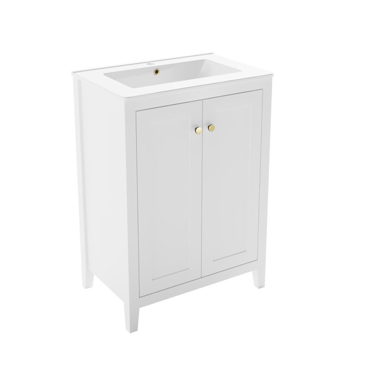 Grade A1 - 600mm White Freestanding Vanity Unit with Basin - Kinsley 