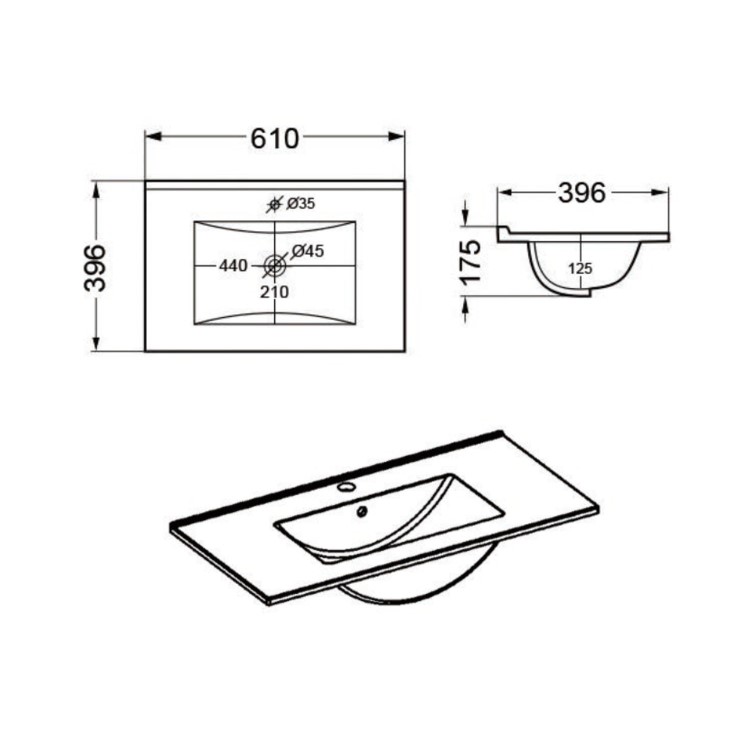 Grade A1 - 600mm White Freestanding Vanity Unit with Basin - Kinsley 