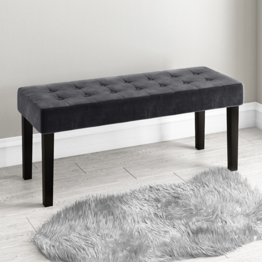 Grey Velvet Hallway Bench - Seats 2 - Kaylee