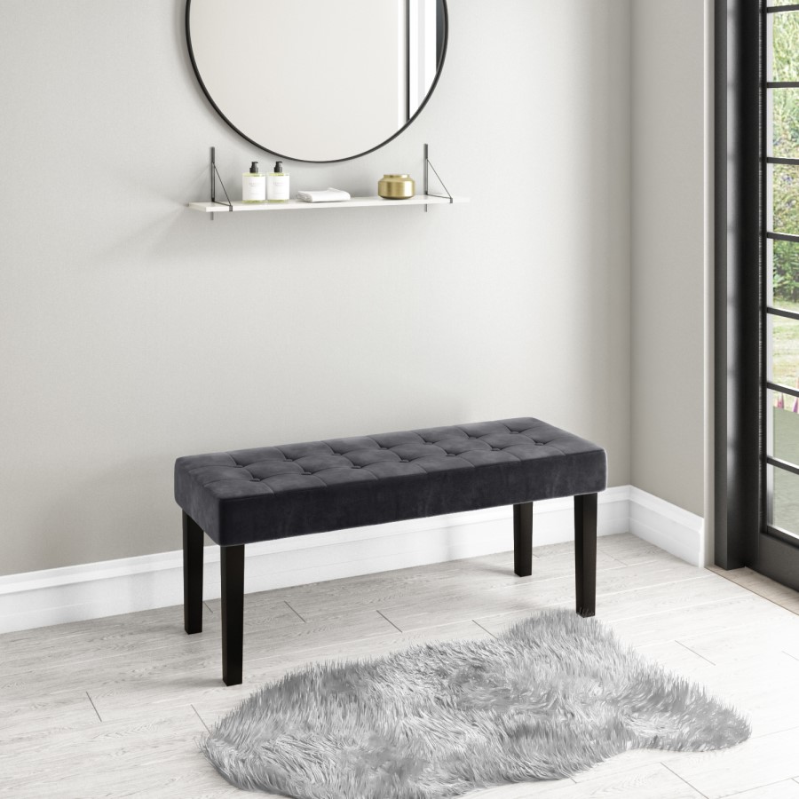 Grey Velvet Hallway Bench - Seats 2 - Kaylee