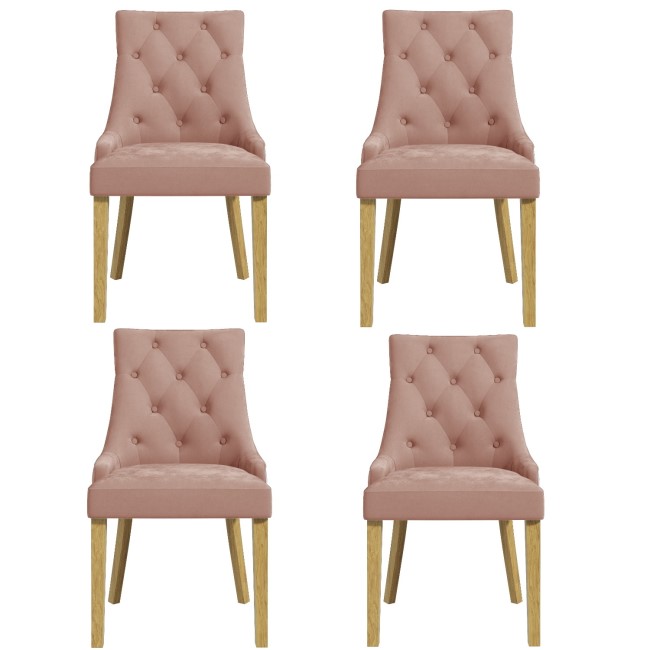 Set of 4 Pink Velvet Dining Chairs Kaylee Furniture123