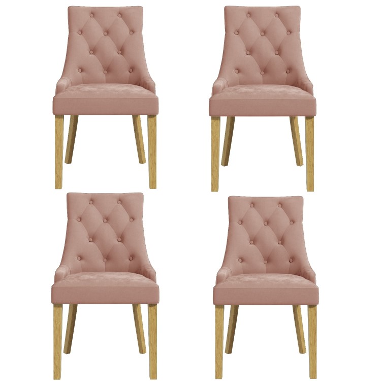 Set of 4 Pink Velvet Dining Chairs - Kaylee