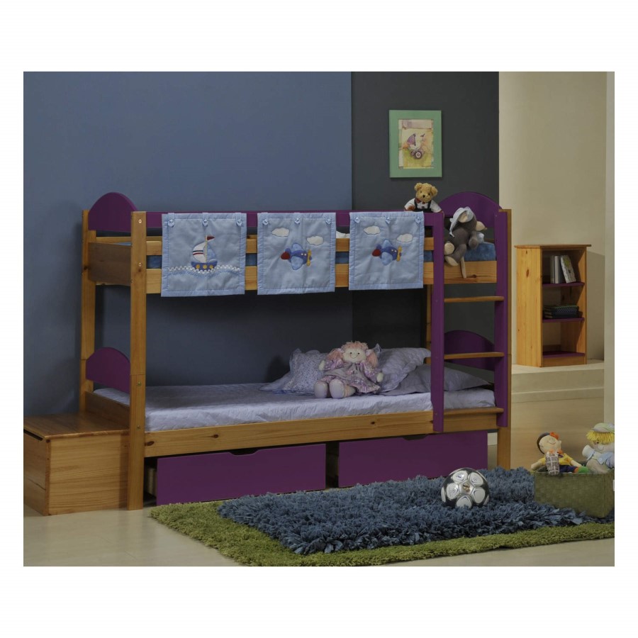 Verona Design Maximus Solid Pine Single Bunk Bed in Purple - 90x190cm