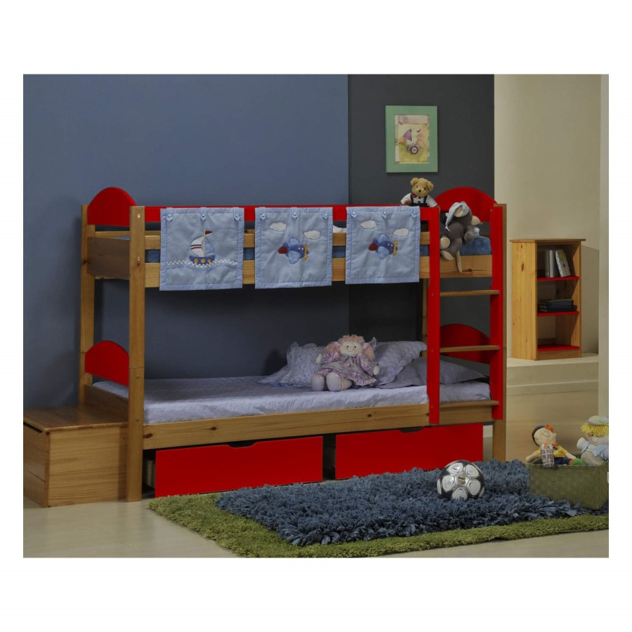 Verona Design Maximus Solid Pine Single Bunk Bed in Red - 90x190cm