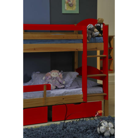 Verona Design Maximus Solid Pine Single Bunk Bed in Red - 90x190cm