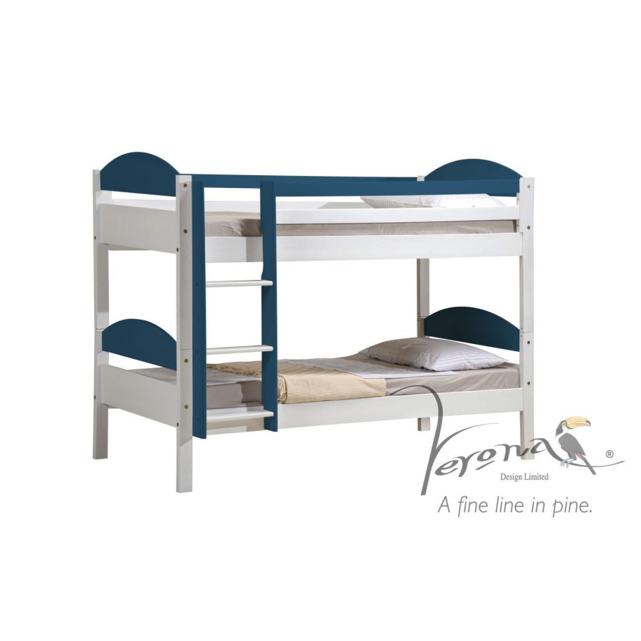 Verona Design Maximus White Single Bunk Bed in Orange - 90x190cm