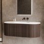 1200mm Walnut Wood Effect Fluted Wall Hung Vanity Unit with Solid Surface Basin - Kobe