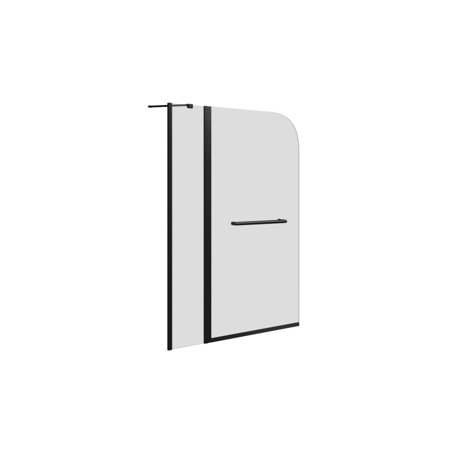 Black Hinged Shower Bath Screen 1450 x 1050mm - Zibal