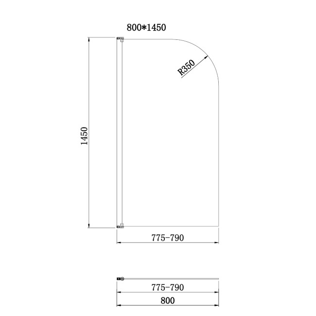 Freestanding Shower Bath Single Ended Right Hand Corner with Chrome Bath Screen 1650 x 780mm - Faro