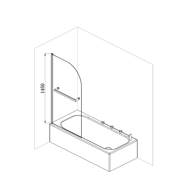 Freestanding Single Ended Right Hand Corner Shower Bath with Chrome Bath Screen with Towel Rail 1650 x 800mm - Amaro