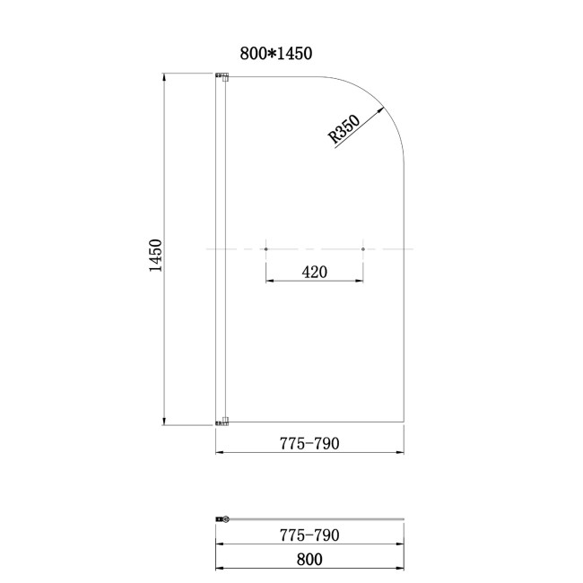 Freestanding Single Ended Right Hand Corner Shower Bath with Chrome Bath Screen with Towel Rail 1650 x 800mm - Amaro