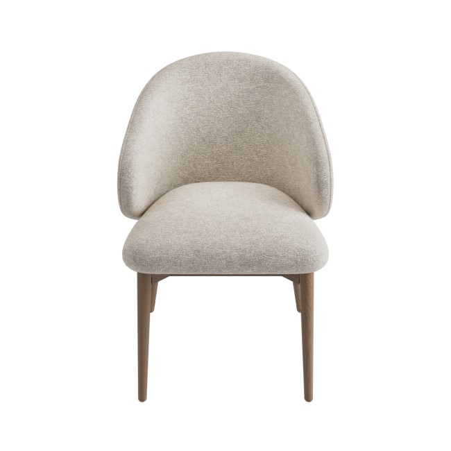 Set of 2 Beige Upholstered Curved Dining Chair with Solid Rustic Exposed Back - Kori