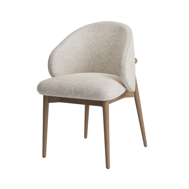 Set of 2 Beige Upholstered Curved Dining Chair with Solid Rustic Exposed Back - Kori