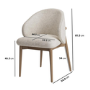 Set of 4 Beige Upholstered Curved Dining Chair with Solid Rustic Wood Exposed Back - Kori