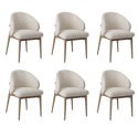 BUN/KOR001/95433 Set of 6 Beige Upholstered Curved Dining Chairs with Solid Rustic Wood Exposed Back - Kori