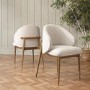 ALMOST PERFECT - Beige Upholstered Curved Dining Chair With Solid Rustic Oak Exposed Back - Kori