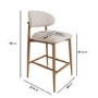 Set of 4 Beige Upholstered Curved Kitchen Stools with Solid Oak Exposed Back - Kori