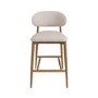 GRADE A1 - Beige Upholstered Curved Kitchen Stool With Solid Oak Exposed Back - Kori