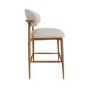 Beige Upholstered Curved Kitchen Stool With Solid Oak Exposed Back - Kori