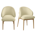 BUN/KOR003/93550 Set of 2 Cream Upholstered Curved Dining Chair with Limewash Solid Wood Exposed Back - Kori