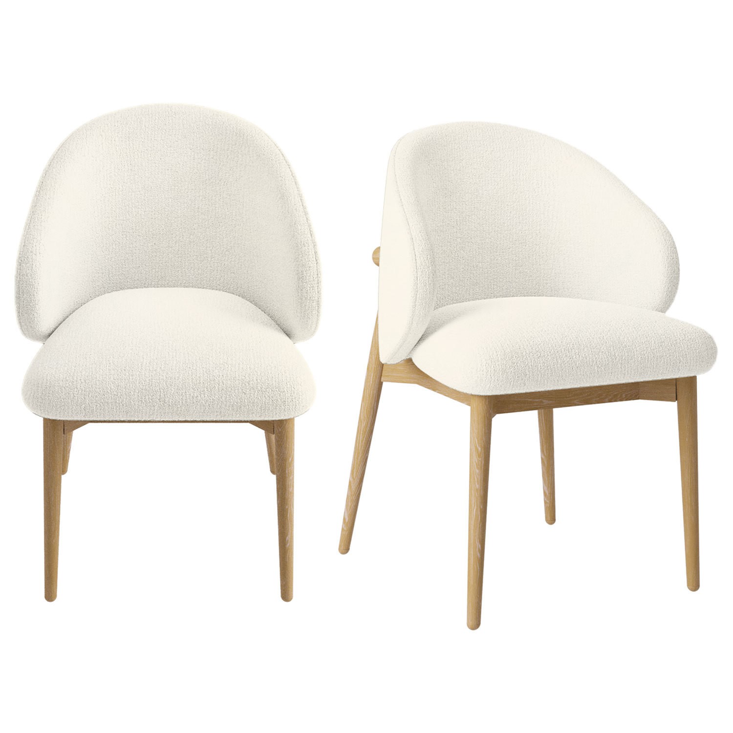 Set 2 Upholstered Curved Dining Chair Limewash Solid Oak Exposed Back Available as individual set 4 6