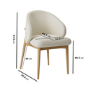 Set of 2 Cream Upholstered Curved Dining Chair with Limewash Solid Oak Exposed Back - Kori