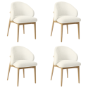 BUN/KOR003/93551 Set of 4 Cream Upholstered Curved Dining Chair with Limewash Solid Wood Exposed Back - Kori