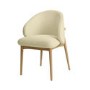 Cream Upholstered Curved Dining Chair with Limewash Solid Wood Exposed Back - Kori