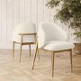 Cream Upholstered Curved Dining Chair with Limewash Solid Wood Exposed Back - Kori