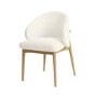 Round Limewash Oak Dining Table Set with 4 Cream Upholstered Chairs - Seats 4 - Wave