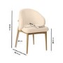 Set of 4 Cream Upholstered Curved Dining Chair with Limewash Solid Oak Exposed Back - Kori