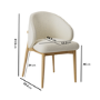 Cream Upholstered Curved Dining Chair with Limewash Solid Oak Exposed Back -Set of 4 - Kori