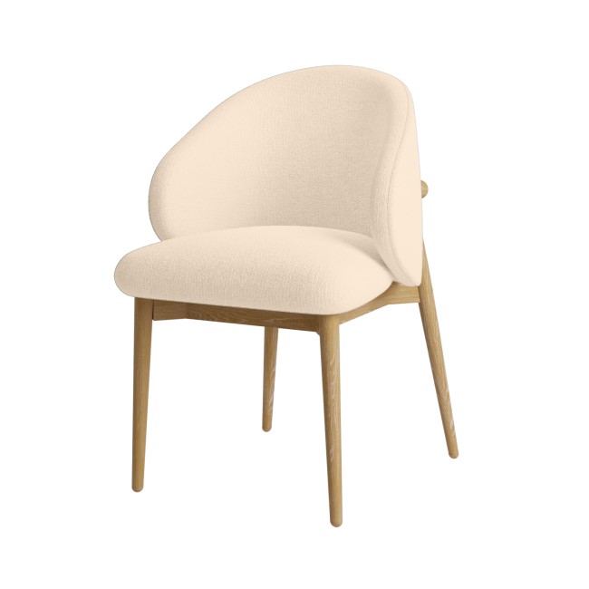 ALMOST PERFECT - Cream Upholstered Curved Dining Chair with Limewash Solid Oak Exposed Back - Kori