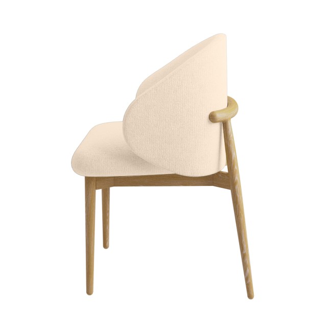 ALMOST PERFECT - Cream Upholstered Curved Dining Chair with Limewash Solid Oak Exposed Back - Kori