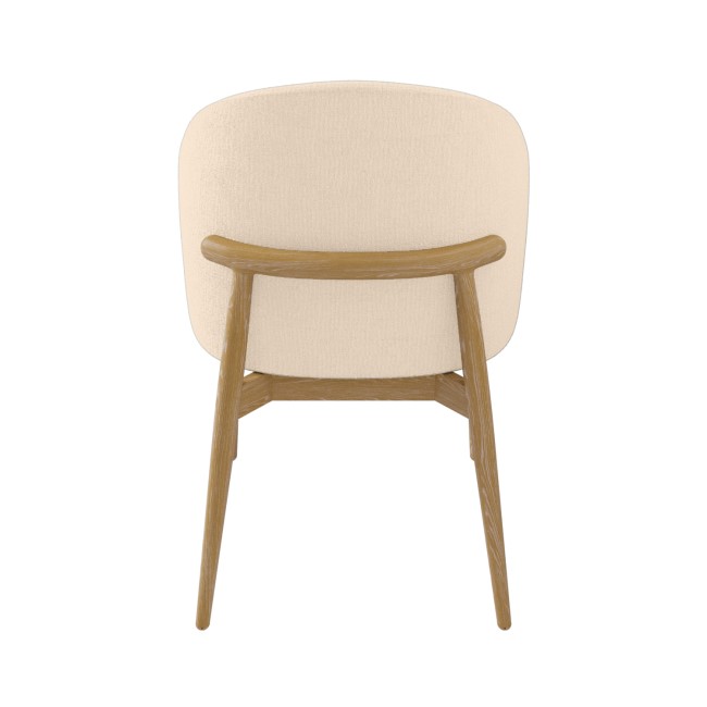 ALMOST PERFECT - Cream Upholstered Curved Dining Chair with Limewash Solid Oak Exposed Back - Kori