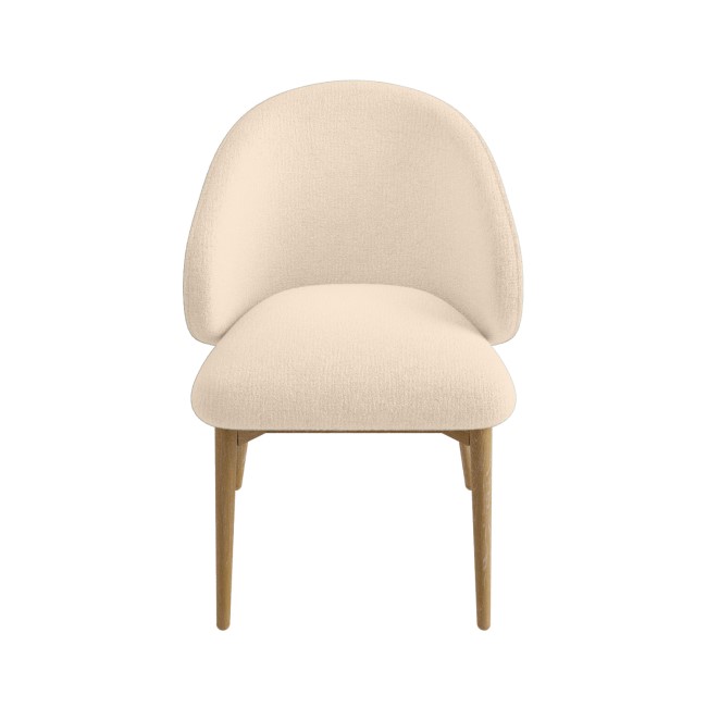 ALMOST PERFECT - Cream Upholstered Curved Dining Chair with Limewash Solid Oak Exposed Back - Kori