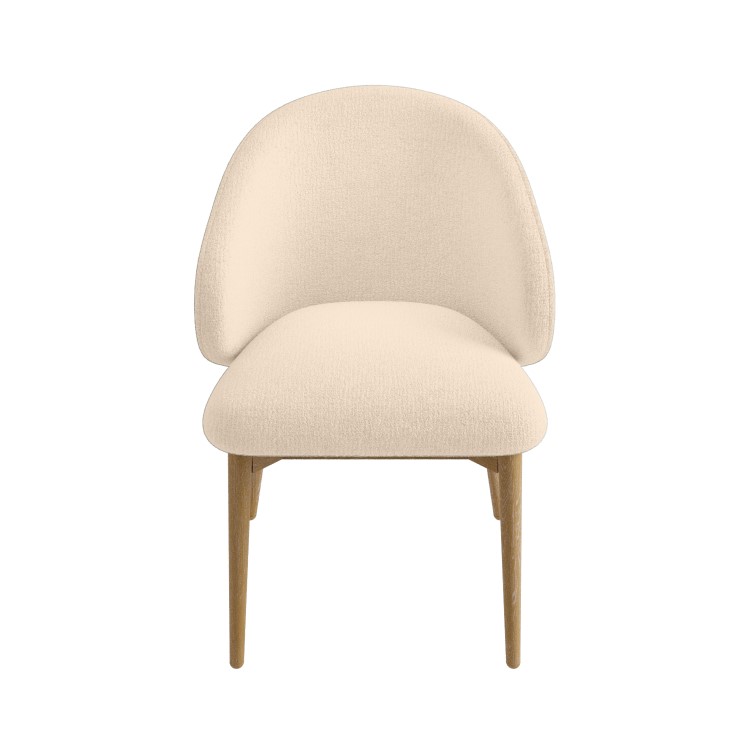 Cream Upholstered Curved Dining Chair with Limewash Solid Oak Exposed Back - Kori