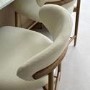 ALMOST PERFECT - Cream Upholstered Curved Kitchen Stool with Limewash Solid Oak Exposed Back - Kori